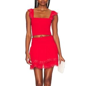 PEIXOTO SET Maribel Top in Red Sangria and Belle Mini Skirt in Red Sangria